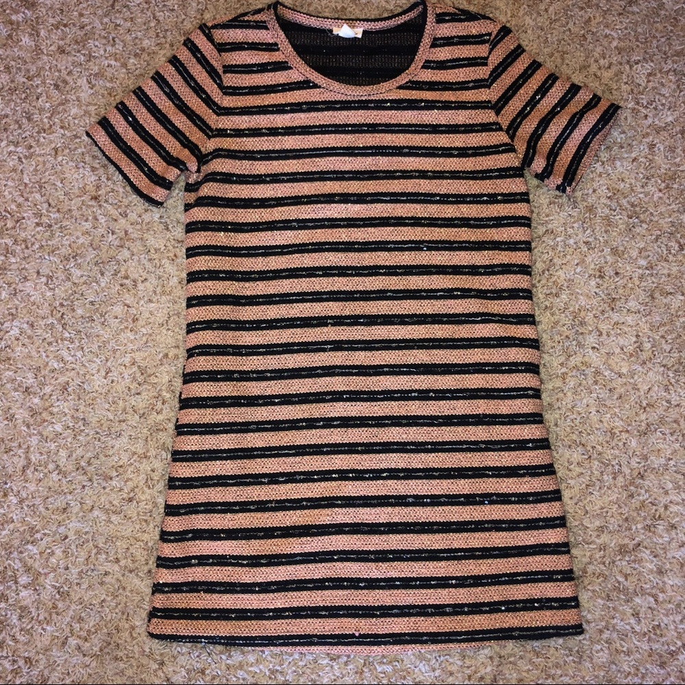Tan and black t shirt dress